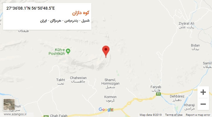 روستای کوه دازان بر روی نقشه