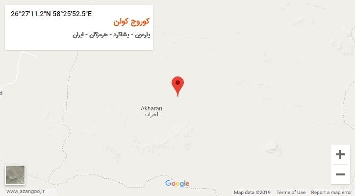 روستای کوروج کولن بر روی نقشه