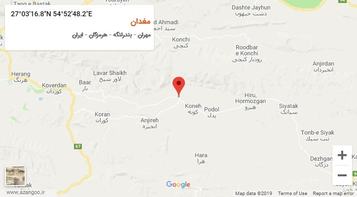 روستای مغدان بر روی نقشه