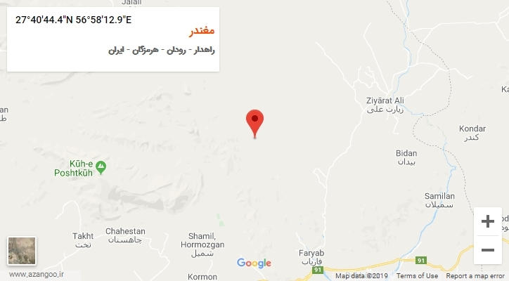 روستای مغندر بر روی نقشه