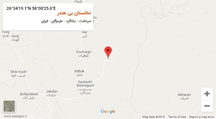 روستای نخلستان بی هندر بر روی نقشه