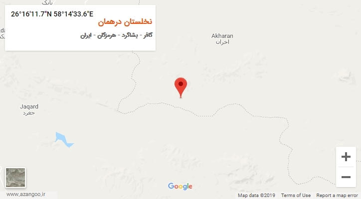 روستای نخلستان درهمان بر روی نقشه