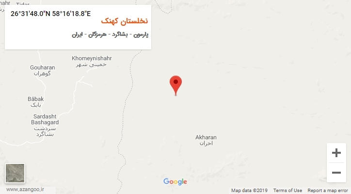 روستای نخلستان کهنک بر روی نقشه