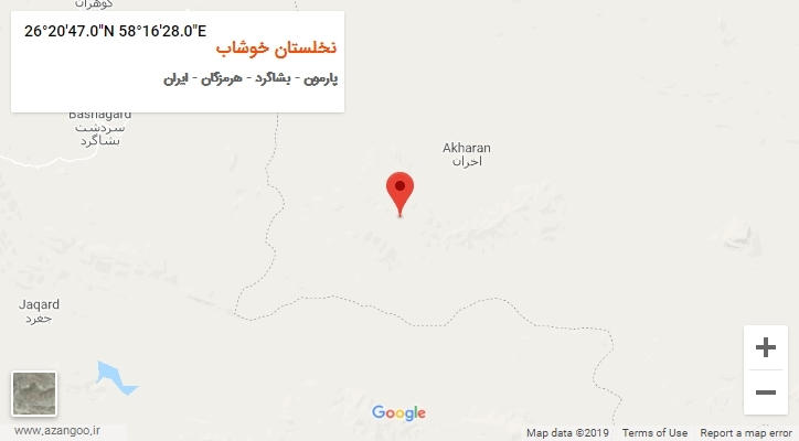 روستای نخلستان خوشاب بر روی نقشه