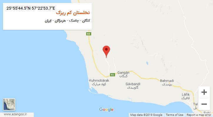 روستای نخلستان کم ریزک بر روی نقشه
