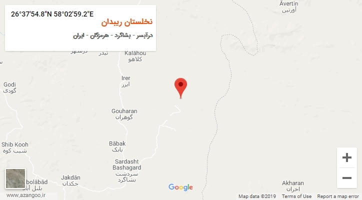روستای نخلستان ریبدان بر روی نقشه