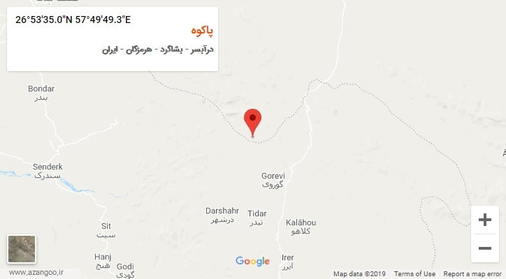 روستای پاکوه بر روی نقشه