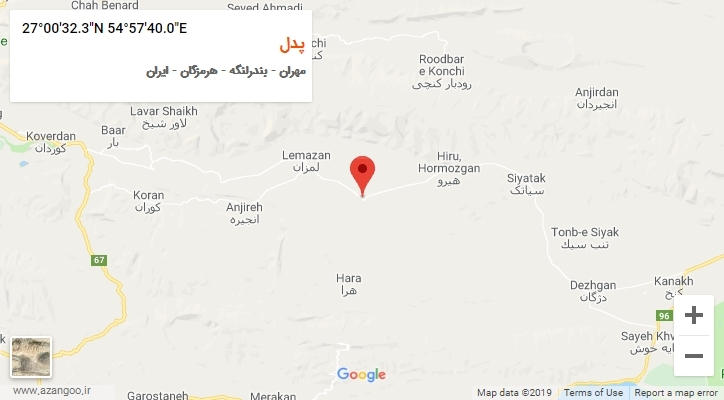 روستای پدل بر روی نقشه