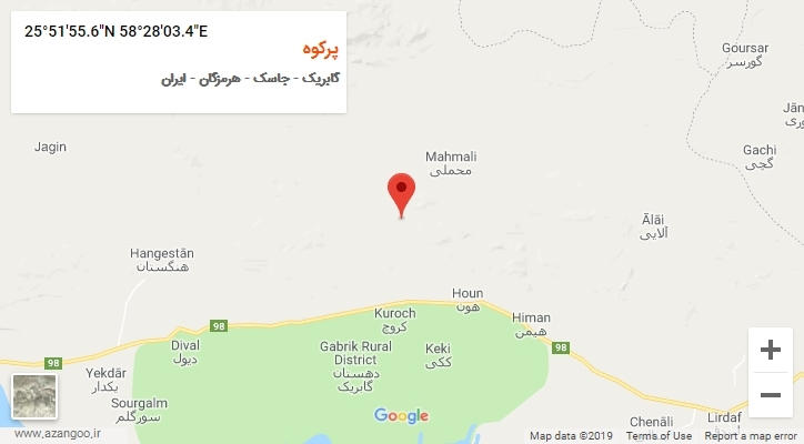 روستای پرکوه بر روی نقشه