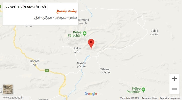 روستای پشت بندسغ بر روی نقشه