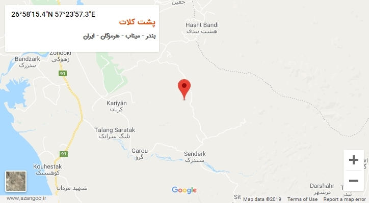 روستای پشت کلات بر روی نقشه
