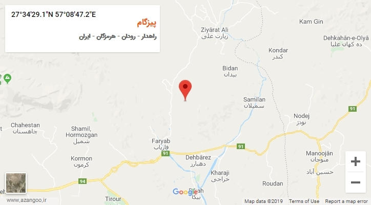 روستای پیزگام بر روی نقشه