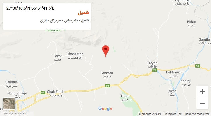 روستای شمیل بر روی نقشه
