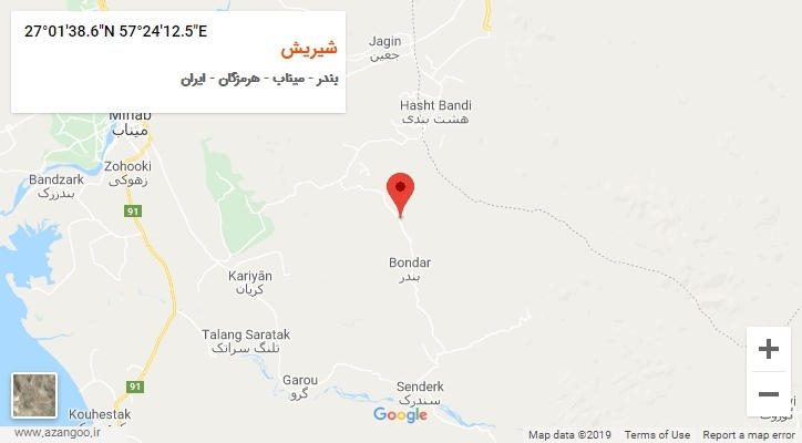 روستای شیریش بر روی نقشه