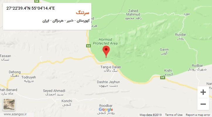 روستای سرتنگ بر روی نقشه