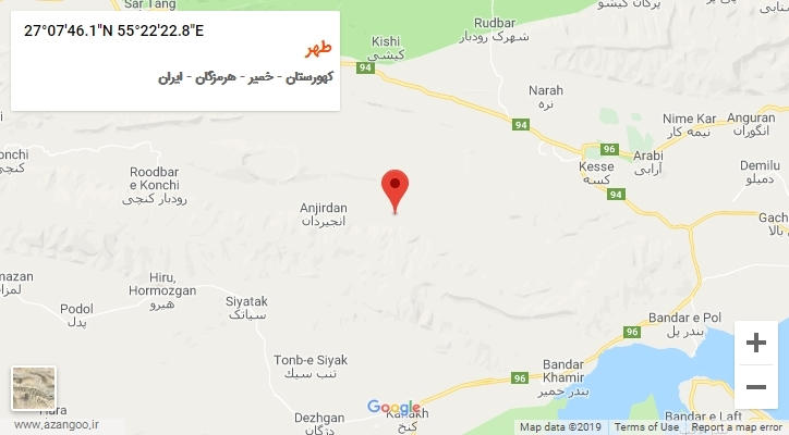 روستای طهر بر روی نقشه