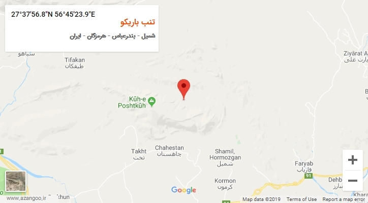 روستای تنب باریکو بر روی نقشه