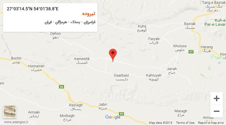 روستای تیروده بر روی نقشه