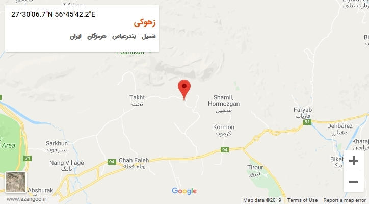 روستای زهوکی بر روی نقشه