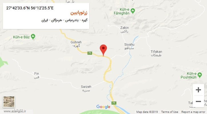 روستای زرتوپایین بر روی نقشه