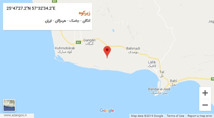 روستای زیرکوه بر روی نقشه