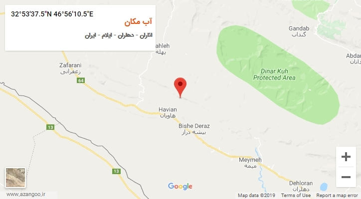 روستای آب مکان بر روی نقشه