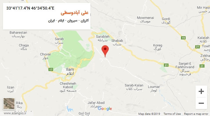 روستای علی آبادوسطی بر روی نقشه