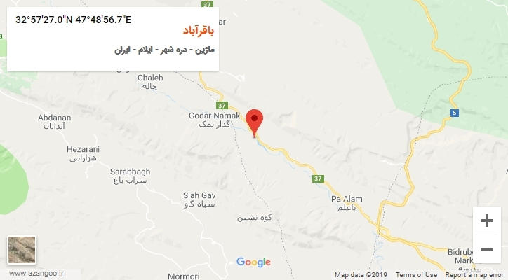 روستای باقرآباد بر روی نقشه