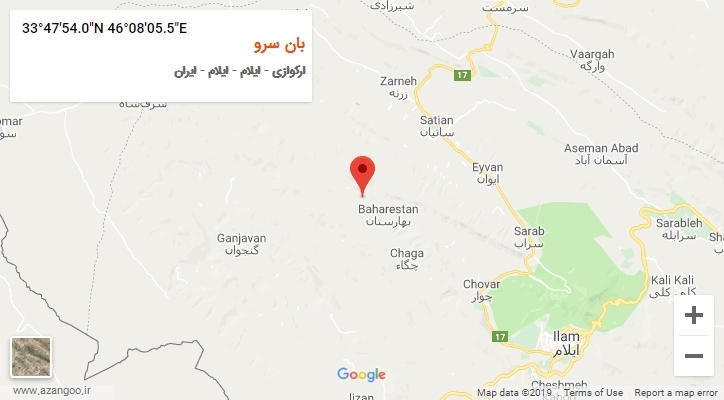 روستای بان سرو بر روی نقشه