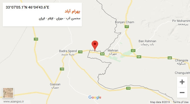 روستای بهرام آباد بر روی نقشه