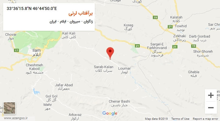 روستای برآفتاب لرنی بر روی نقشه