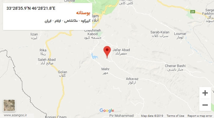 روستای بوستانه بر روی نقشه