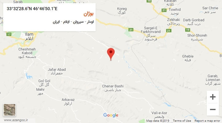 روستای بوژان بر روی نقشه