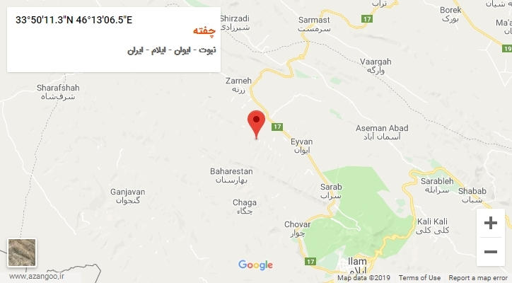 روستای چفته بر روی نقشه