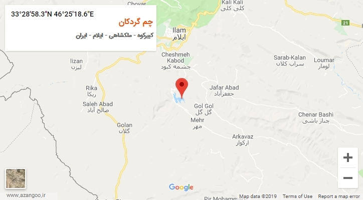 روستای چم گردکان بر روی نقشه