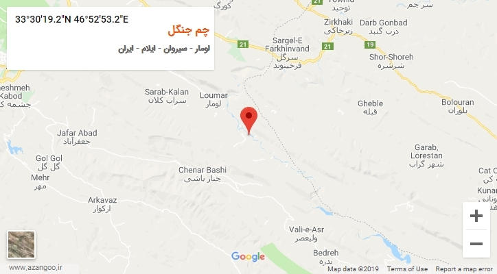 روستای چم جنگل بر روی نقشه