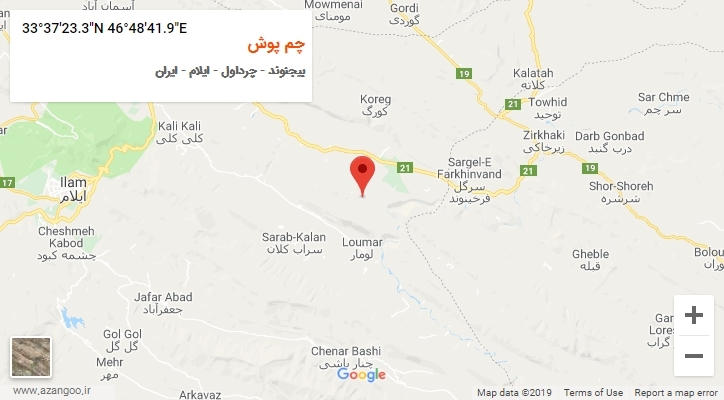 روستای چم پوش بر روی نقشه