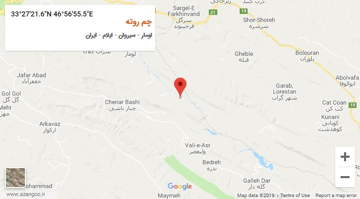 روستای چم روته بر روی نقشه