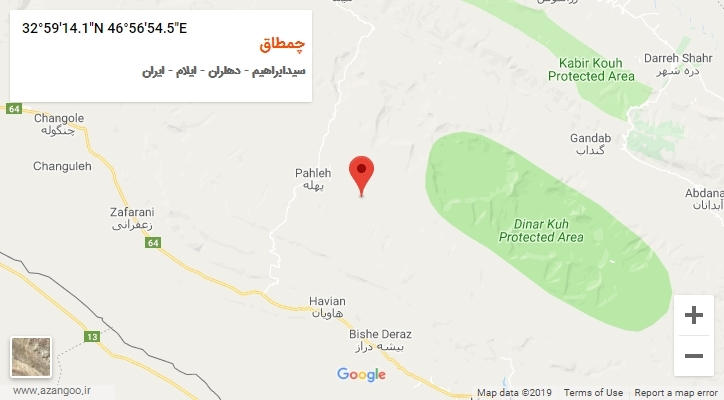 روستای چمطاق بر روی نقشه