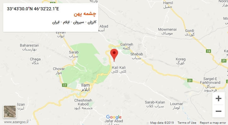 روستای چشمه پهن بر روی نقشه