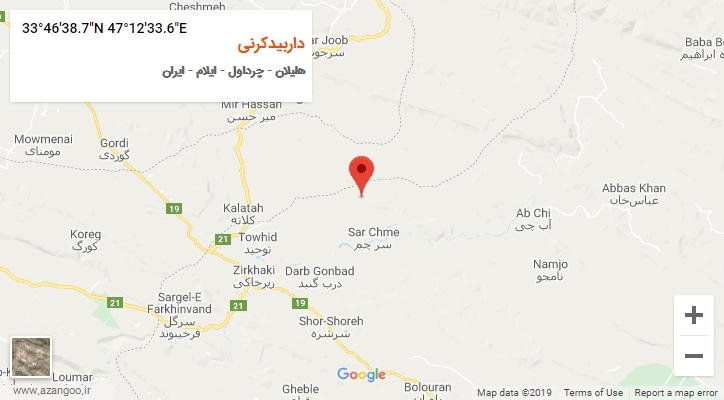 روستای داربیدکرنی بر روی نقشه