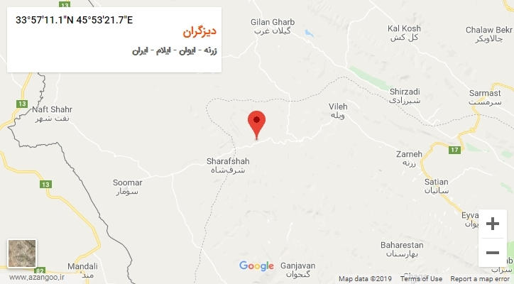روستای دیزگران بر روی نقشه