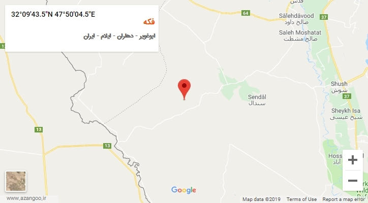 روستای فکه بر روی نقشه