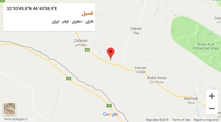 روستای فسیل بر روی نقشه