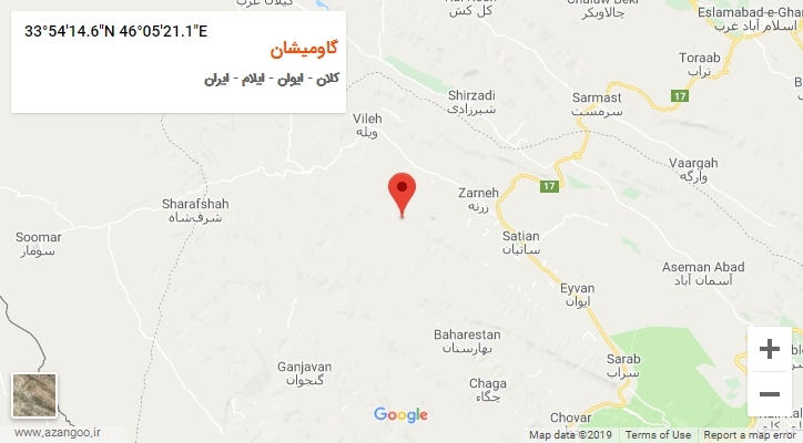 روستای گاومیشان بر روی نقشه