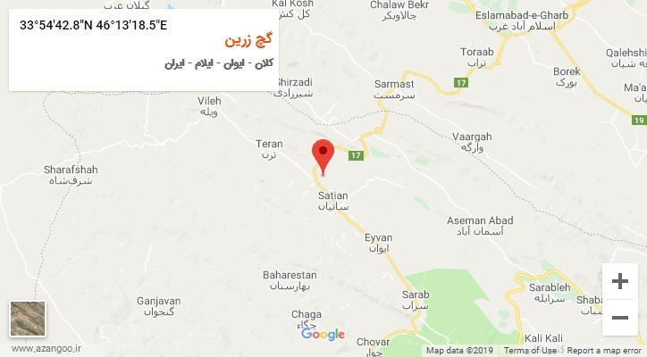 روستای گچ زرین بر روی نقشه