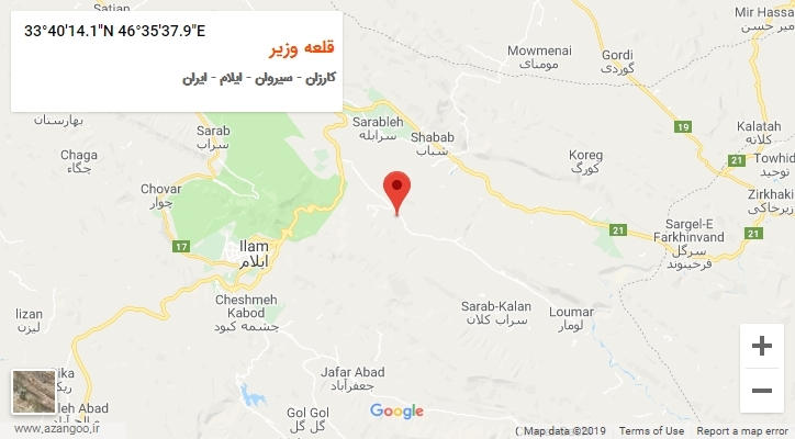 روستای قلعه وزیر بر روی نقشه