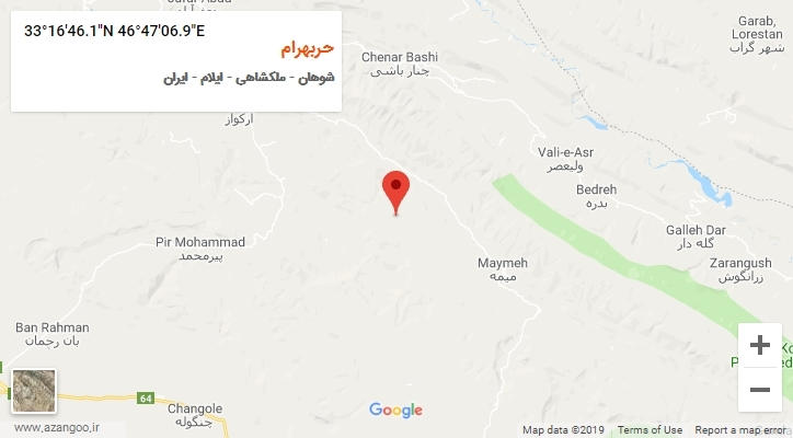 روستای حربهرام بر روی نقشه