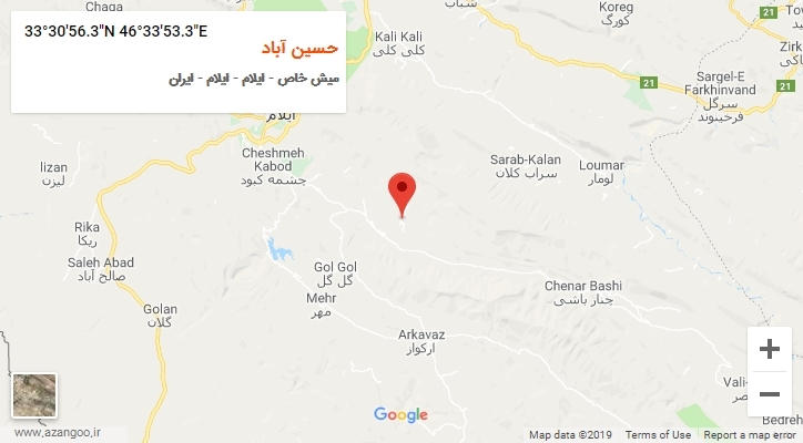 روستای حسین آباد بر روی نقشه