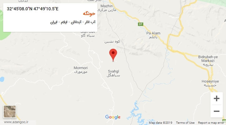 روستای حونگه بر روی نقشه